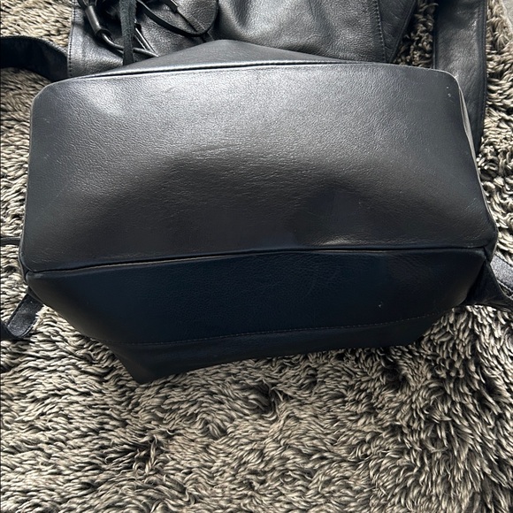 Eileen Fisher Black Leather Backpack with Tassels - Picture 4 of 11